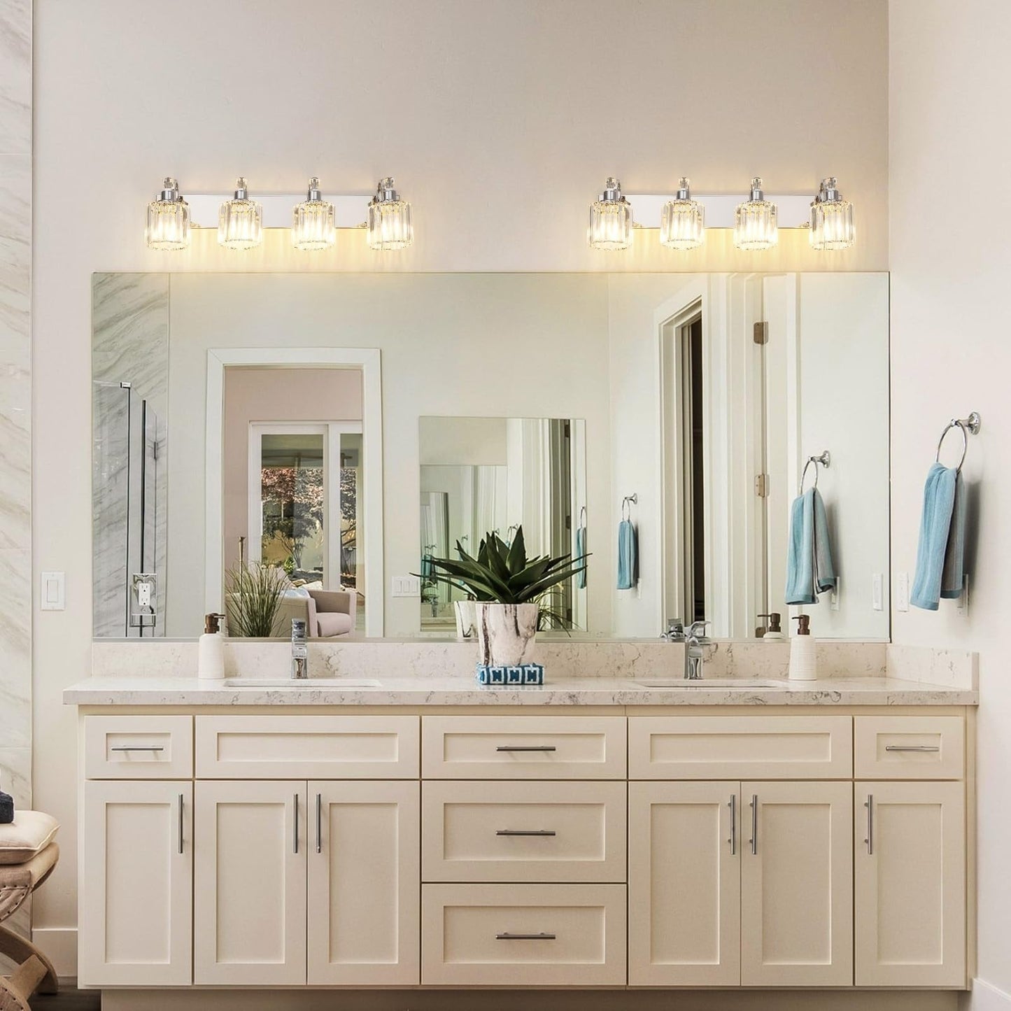 Modern Crystal Bathroom Vanity Lights Dimmable Wall Sconces