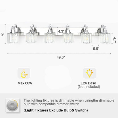 Modern Crystal Bathroom Vanity Lights Dimmable Wall Sconces