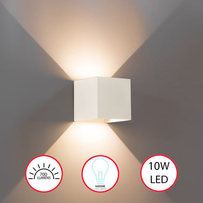 Modern Wall Sconce LED Waterproof Wall Lamp Aluminum with Adjustable Beam 10-Watt 4000K Cool White Indoor Outdoor