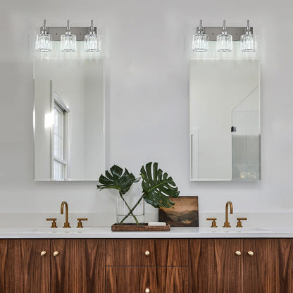 Appliques murales de salle de bain à cristaux, modernes, à intensité variable, avec abat-jours en cristal.