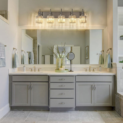 Appliques murales de salle de bain à cristaux, modernes, à intensité variable, avec abat-jours en cristal.