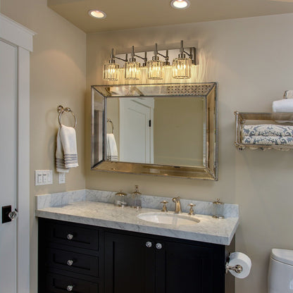 Appliques murales de salle de bain à cristaux, modernes, à intensité variable, avec abat-jours en cristal.