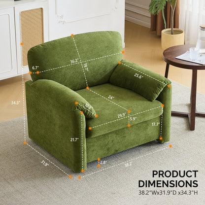 Fauteuil moderne à oreilles d'éléphant, accent décoratif, canapé confortable pour le salon et la chambre à coucher.