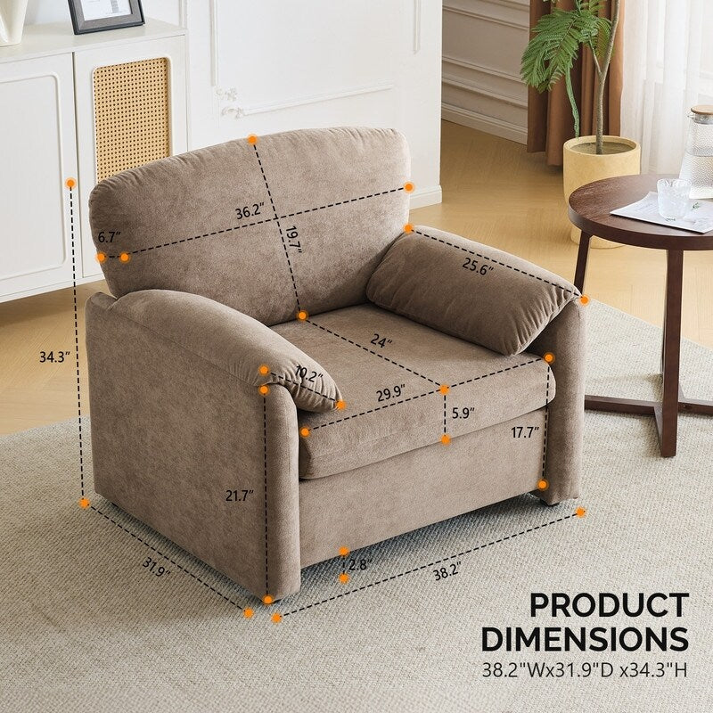 Fauteuil moderne à oreilles d'éléphant, accent décoratif, canapé confortable pour le salon et la chambre à coucher.