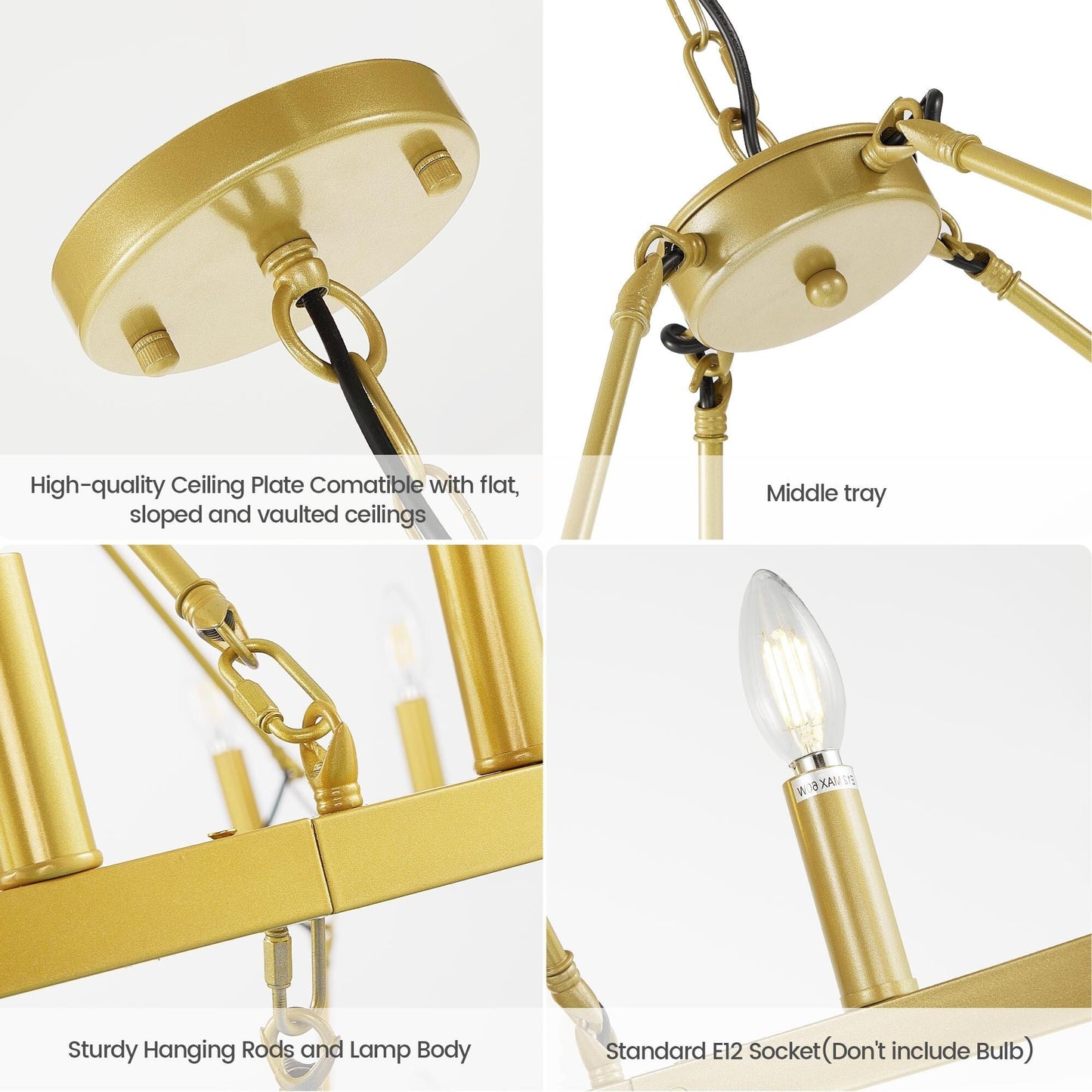 Luminaire suspendu moderne style ferme, lustre à 2 niveaux en forme de roue de charrette, grand luminaire pour plafond haut.