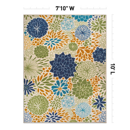 Modern Floral Circles Flatweave Indoor/Outdoor Area Rug