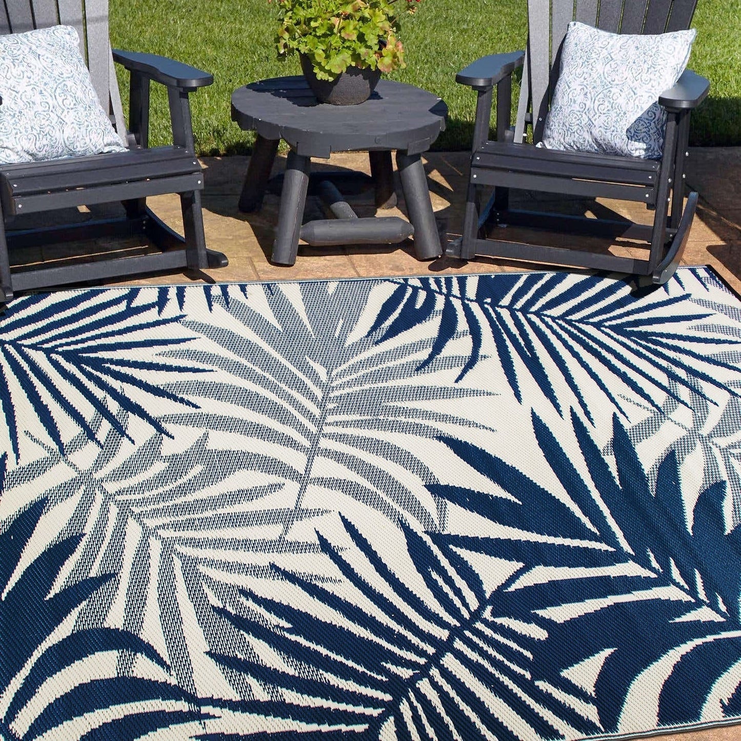Modern Floral Reversible Plastic Outdoor Rugs