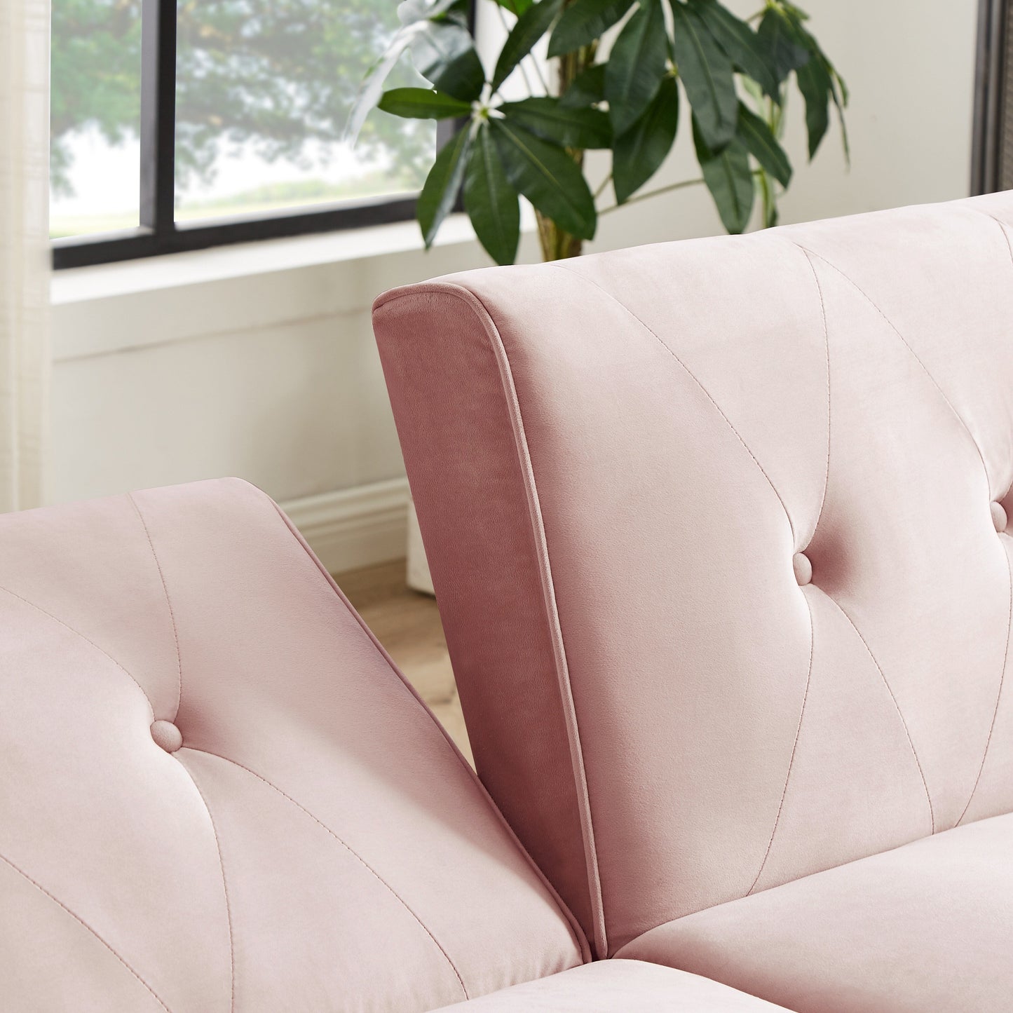 Canapé-lit futon moderne, canapé convertible avec pieds en bois coniques, 78,35 po de largeur, petit canapé à dossier divisé pour salon.