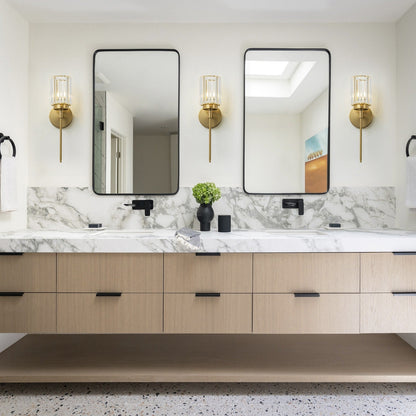 Applique murale moderne dorée à intensité variable, cylindre glamour, cristal, pour salle de bain, luminaire mural.