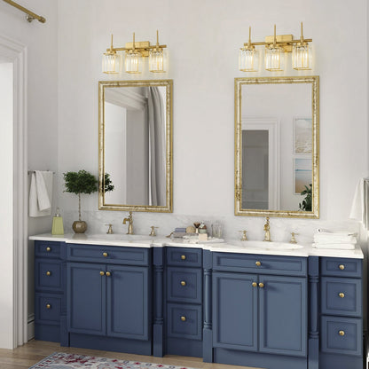 Applique murale moderne dorée à intensité variable, cylindre glamour, cristal, pour salle de bain, luminaire mural.