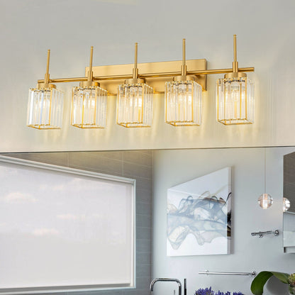 Applique murale moderne dorée à intensité variable, cylindre glamour, cristal, pour salle de bain, luminaire mural.