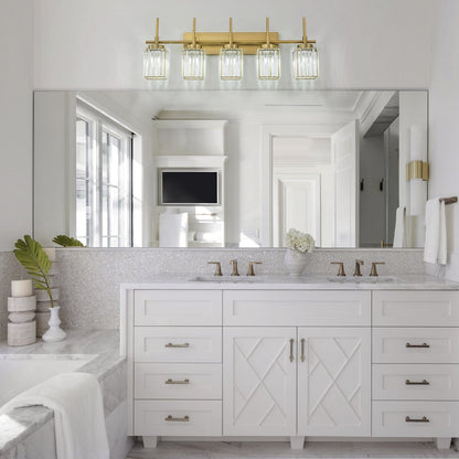 Applique murale moderne dorée à intensité variable, cylindre glamour, cristal, pour salle de bain, luminaire mural.