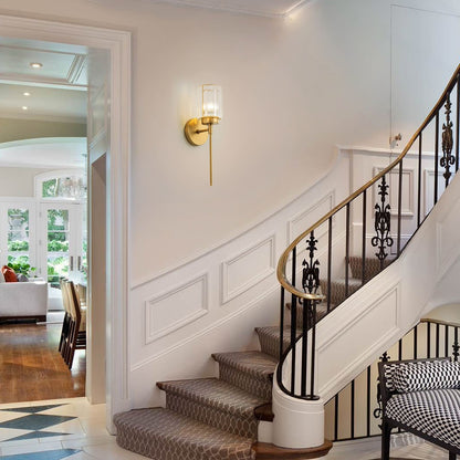 Applique murale moderne dorée à intensité variable, cylindre glamour, cristal, pour salle de bain, luminaire mural.