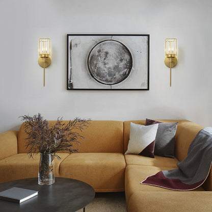 Applique murale moderne dorée à intensité variable, cylindre glamour, cristal, pour salle de bain, luminaire mural.