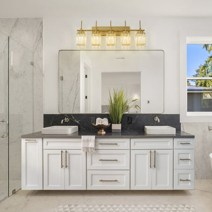 Applique murale moderne dorée à intensité variable, cylindre glamour, cristal, pour salle de bain, luminaire mural.