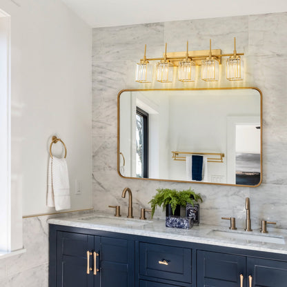 Applique murale moderne dorée à intensité variable, cylindre glamour, cristal, pour salle de bain, luminaire mural.