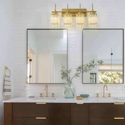 Applique murale moderne dorée à intensité variable, cylindre glamour, cristal, pour salle de bain, luminaire mural.