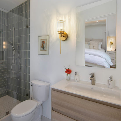 Applique murale moderne dorée à intensité variable, cylindre glamour, cristal, pour salle de bain, luminaire mural.