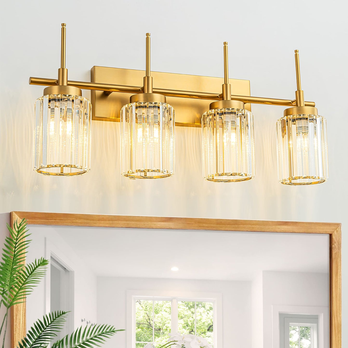 Applique murale moderne dorée à intensité variable, cylindre glamour, cristal, pour salle de bain, luminaire mural.