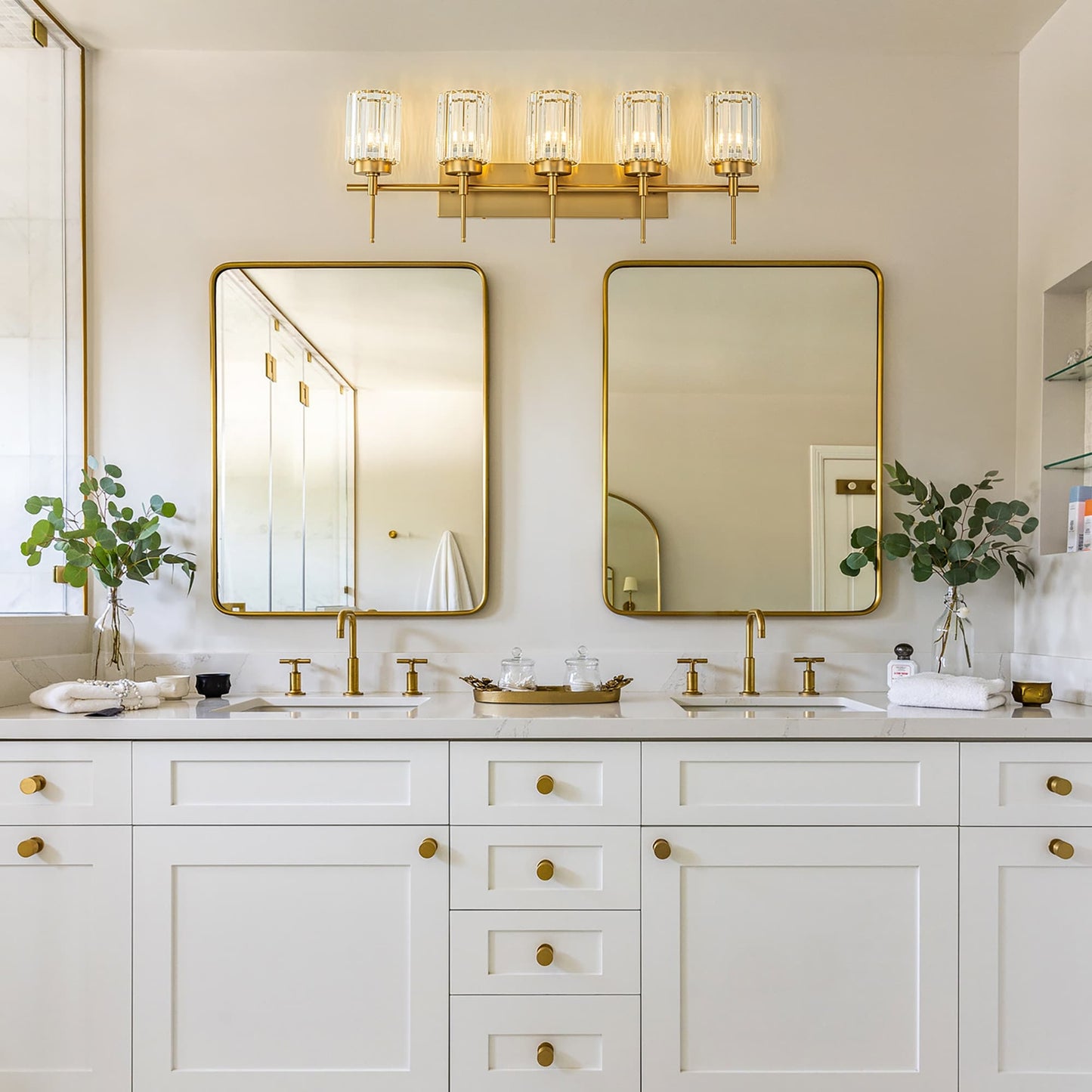 Applique murale moderne dorée à intensité variable, cylindre glamour, cristal, pour salle de bain, luminaire mural.