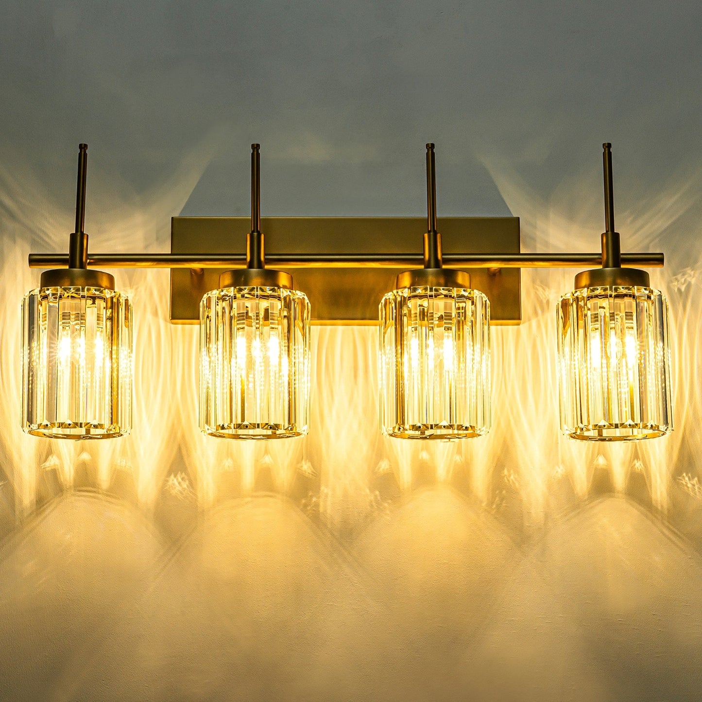 Applique murale moderne dorée à intensité variable, cylindre glamour, cristal, pour salle de bain, luminaire mural.