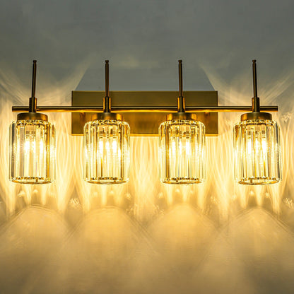 Applique murale moderne dorée à intensité variable, cylindre glamour, cristal, pour salle de bain, luminaire mural.