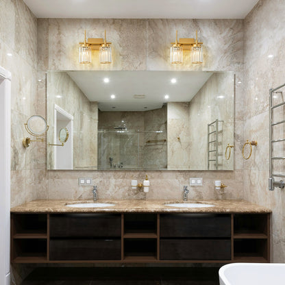 Applique murale moderne dorée à intensité variable, cylindre glamour, cristal, pour salle de bain, luminaire mural.