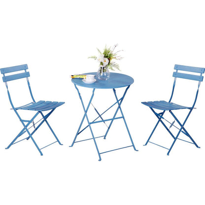 Ensemble de bistro pliable en métal 3 pièces, ensemble de conversation résistant aux intempéries pour l'intérieur et l'extérieur, pour patio, cour, jardin.