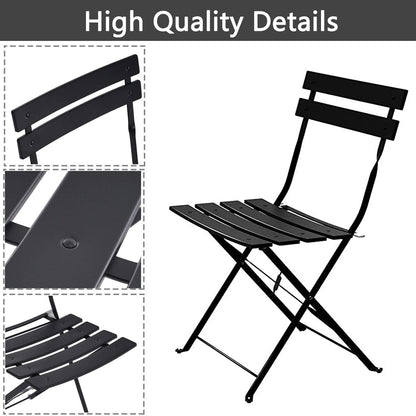 Ensemble de bistro pliable en métal 3 pièces, ensemble de conversation résistant aux intempéries pour l'intérieur et l'extérieur, pour patio, cour, jardin.