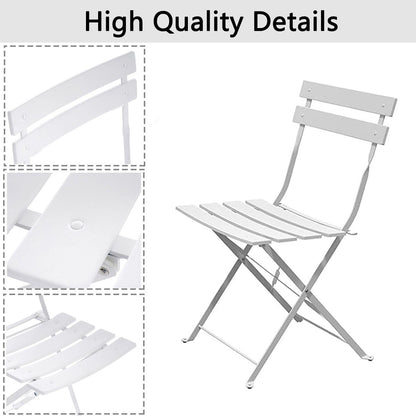 Ensemble de bistro pliable en métal 3 pièces, ensemble de conversation résistant aux intempéries pour l'intérieur et l'extérieur, pour patio, cour, jardin.