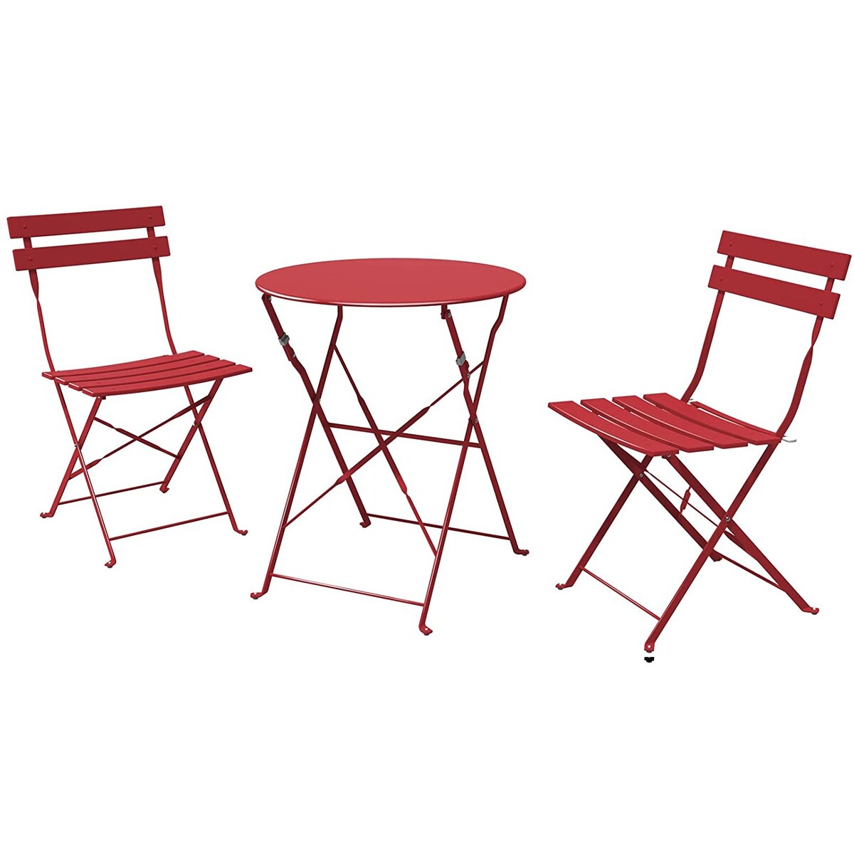 Ensemble de bistro pliable en métal 3 pièces, ensemble de conversation résistant aux intempéries pour l'intérieur et l'extérieur, pour patio, cour, jardin.