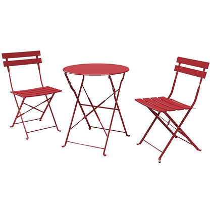 Ensemble de bistro pliable en métal 3 pièces, ensemble de conversation résistant aux intempéries pour l'intérieur et l'extérieur, pour patio, cour, jardin.