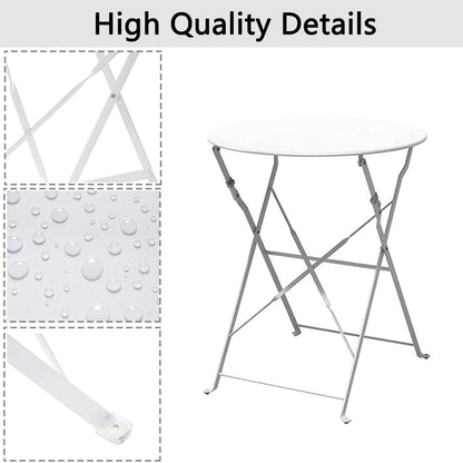 Ensemble de bistro pliable en métal 3 pièces, ensemble de conversation résistant aux intempéries pour l'intérieur et l'extérieur, pour patio, cour, jardin.