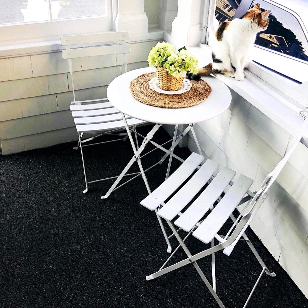 Ensemble de bistro pliable en métal 3 pièces, ensemble de conversation résistant aux intempéries pour l'intérieur et l'extérieur, pour patio, cour, jardin.