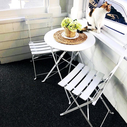 Ensemble de bistro pliable en métal 3 pièces, ensemble de conversation résistant aux intempéries pour l'intérieur et l'extérieur, pour patio, cour, jardin.