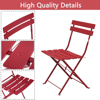 Ensemble de bistro pliable en métal 3 pièces, ensemble de conversation résistant aux intempéries pour l'intérieur et l'extérieur, pour patio, cour, jardin.