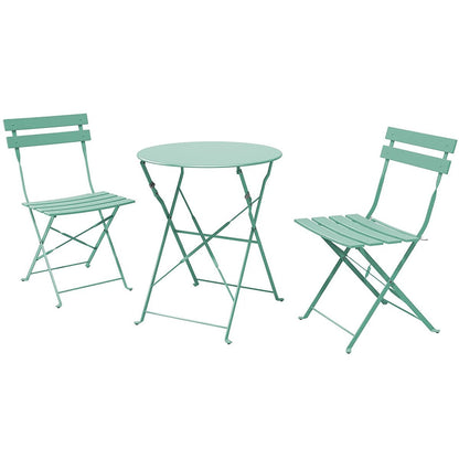 Ensemble de bistro pliable en métal 3 pièces, ensemble de conversation résistant aux intempéries pour l'intérieur et l'extérieur, pour patio, cour, jardin.