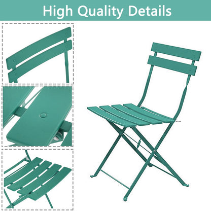 Ensemble de bistro pliable en métal 3 pièces, ensemble de conversation résistant aux intempéries pour l'intérieur et l'extérieur, pour patio, cour, jardin.