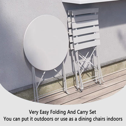 Ensemble de bistro pliable en métal 3 pièces, ensemble de conversation résistant aux intempéries pour l'intérieur et l'extérieur, pour patio, cour, jardin.