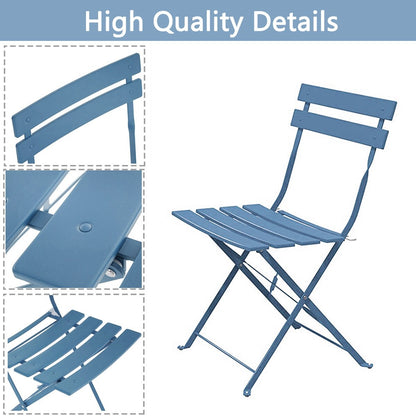 Ensemble de bistro pliable en métal 3 pièces, ensemble de conversation résistant aux intempéries pour l'intérieur et l'extérieur, pour patio, cour, jardin.