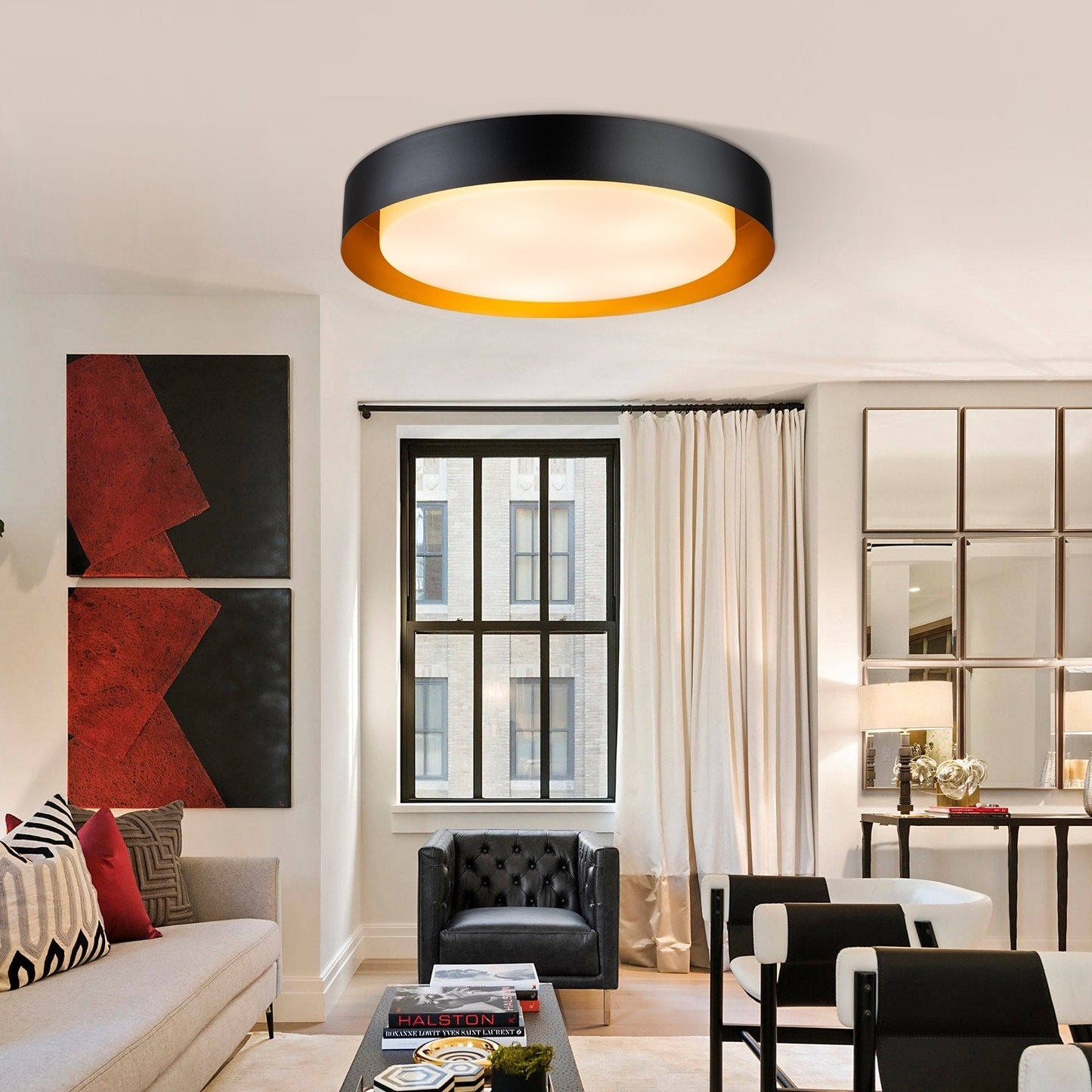 Modern Minimalist 2/3/5-Lights Metal Shaded Drum Flush Mount Ceiling Light
