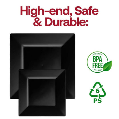 Modern Solid Square Disposable Plastic Plate Packs - Party Supplies