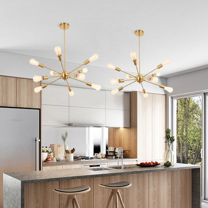 Modern Sputnik Chandelier 10-Light Adjustable Ceiling Light Fixture for Kitchen Dining Room Living Room Bedroom - N/A