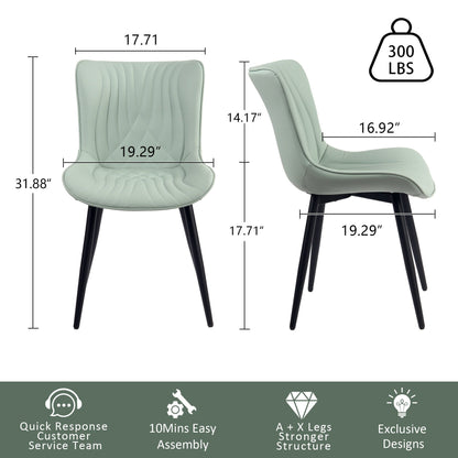 Lot de 2 chaises de salle à manger modernes en cuir capitonné sans accoudoirs