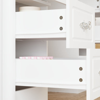 Coiffeuse moderne blanche avec miroir pliable, éclairage réglable - 40,2x54,1