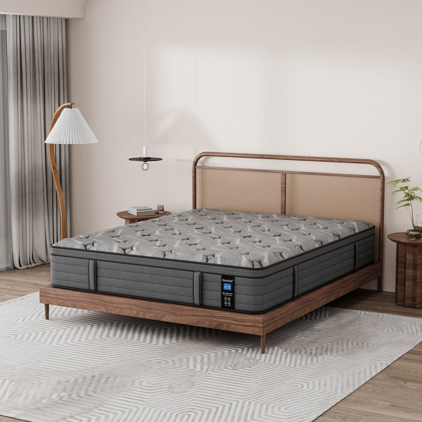 Modland Matelas hybride à ressorts ensachés de 35,5 cm (14 pouces) à sommier européen, densité moyenne, livré dans une boîte
