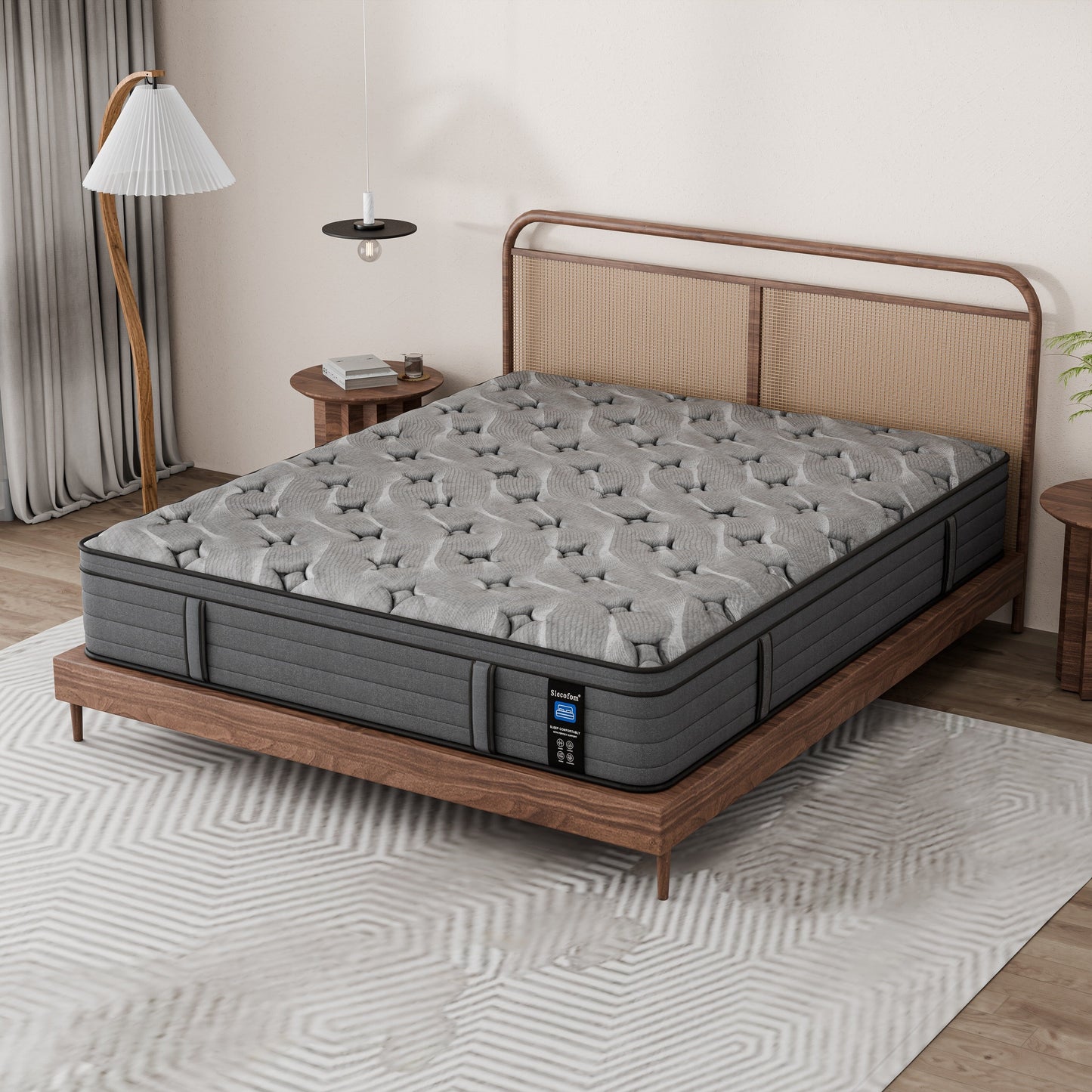 Modland Matelas hybride à ressorts ensachés de 35,5 cm (14 pouces) à sommier européen, densité moyenne, livré dans une boîte