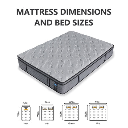Modland Matelas hybride à ressorts ensachés de 35,5 cm (14 pouces) à sommier européen, densité moyenne, livré dans une boîte