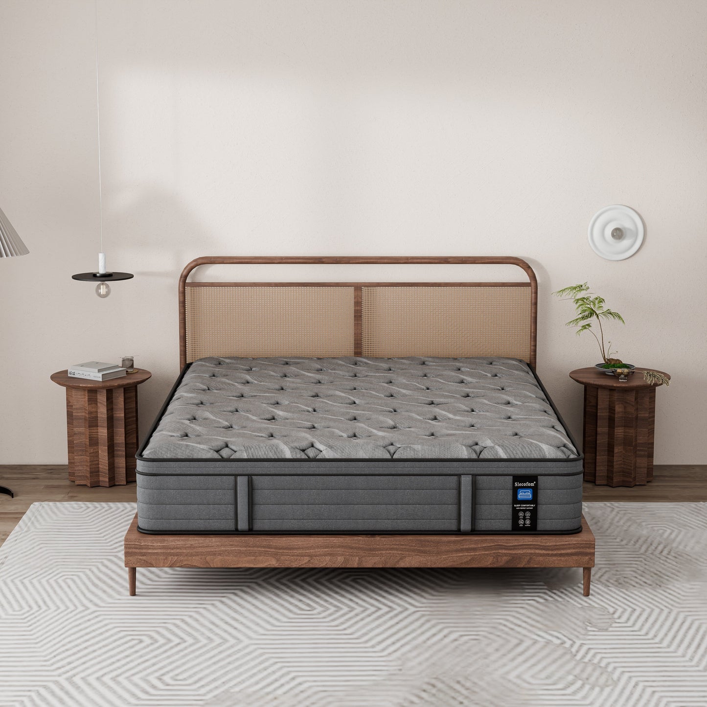 Modland Matelas hybride à ressorts ensachés de 35,5 cm (14 pouces) à sommier européen, densité moyenne, livré dans une boîte