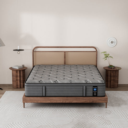 Modland Matelas hybride à ressorts ensachés de 35,5 cm (14 pouces) à sommier européen, densité moyenne, livré dans une boîte